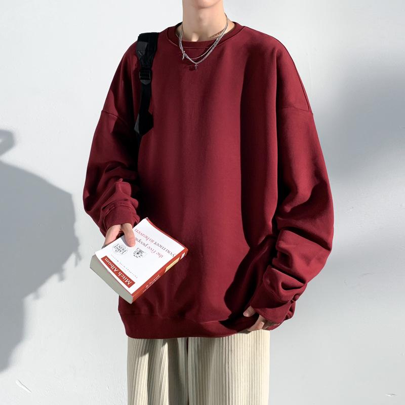 Herren Langarmpullover Lockerer und vielseitiger lässiger Rundhalspullover Unterhemd Einfarbige Jungenkleidung 3XL von Joom DACH