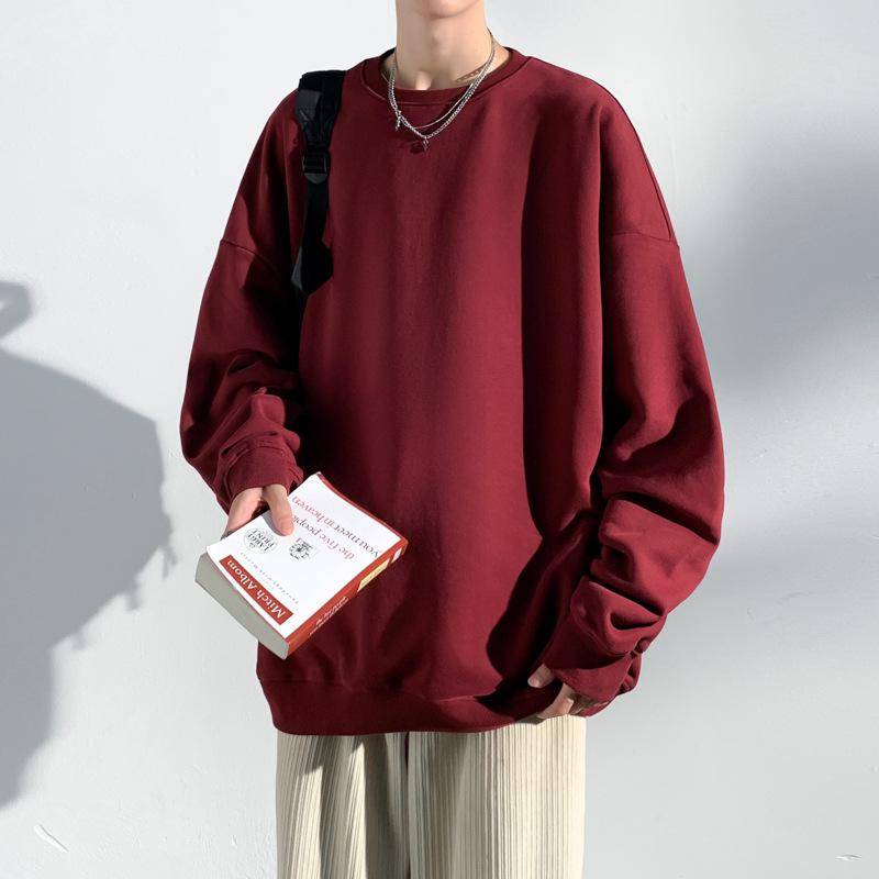 Herren Langarmpullover Lockerer und vielseitiger lässiger Rundhalspullover Unterhemd Einfarbige Jungenkleidung 3XL von Joom DACH