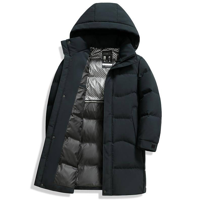 Herren Lange Daunenjacke Mittleren Alters Business Casual Kapuze Verdickte Kälteschutz Daunenjacke Herrenjacke Daunenjacke Herren 4XL navy blau von Joom DACH