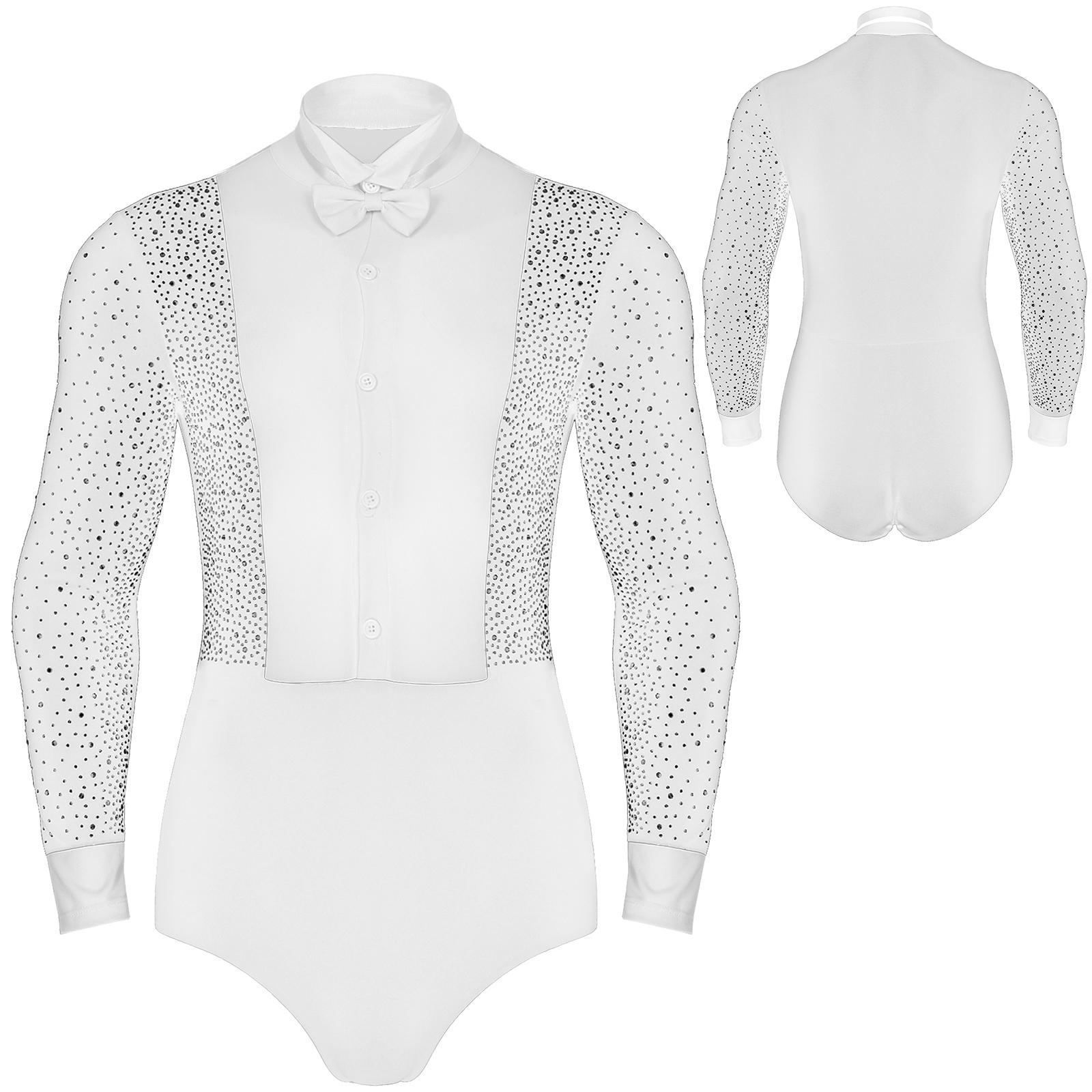 Herren Latein Tanz Trikot Tango Rumba Cha-Cha Ballsaal Modern Dance Bodysuit mit Fliege Performance Tanzbekleidung M von Joom DACH