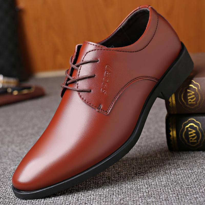Herren Leder Business Lederschuhe Formelle Schuhe Britische Koreanische Hochzeitsschuhe Schwarz Allround Freizeitschuhe Weiche Herrenschuhe 44 braun von Joom DACH
