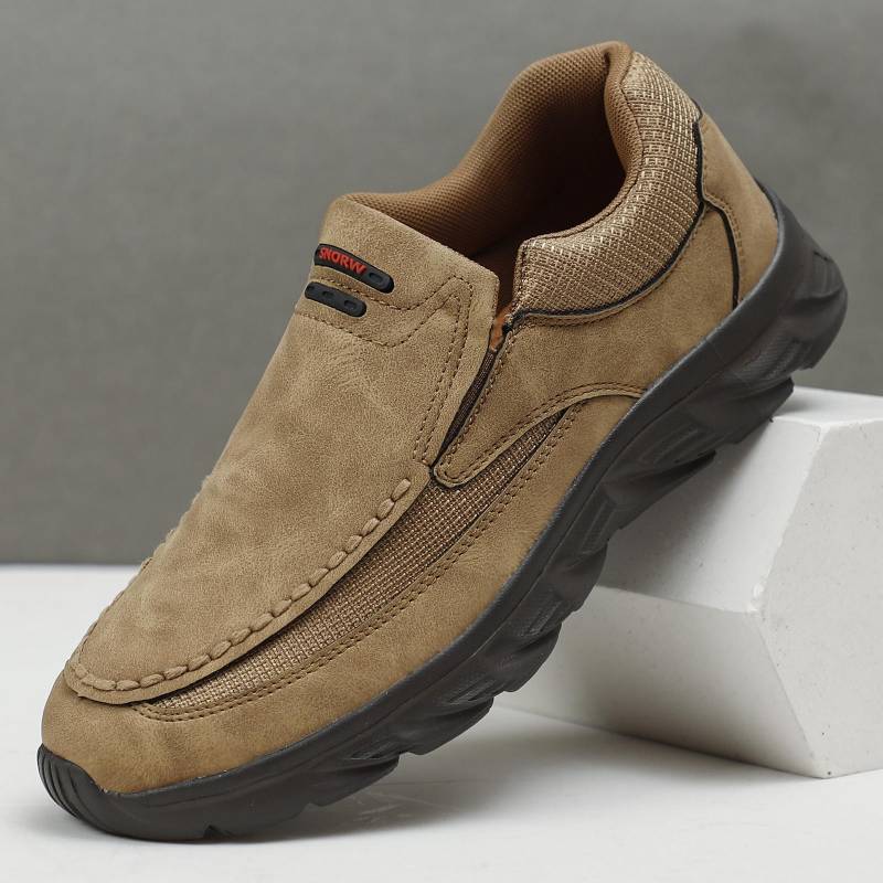 Herren Leder Freizeitschuhe Atmungsaktive Slipper Herren Sneakers Neue männliche bequeme Leder flache Schuhe Sneakers Herrenschuhe 40 khaki von Joom DACH