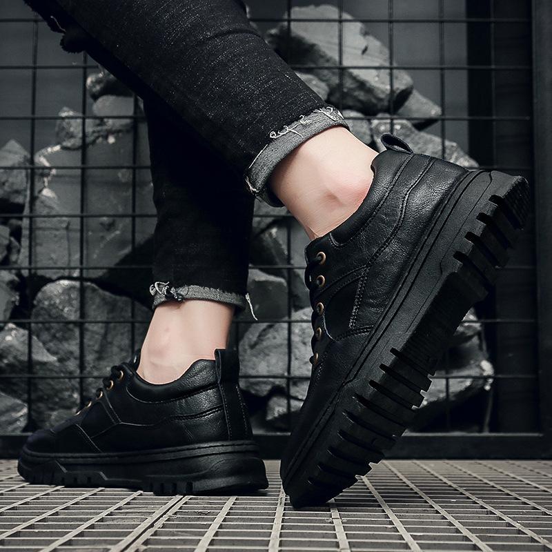 Herren Leder Freizeitschuhe Herren Britische Designer Schuhe Marke Outdoor Tooling Schuhe Männliche Plateau Sneaker Mode Loafer Mann 44 von Joom DACH