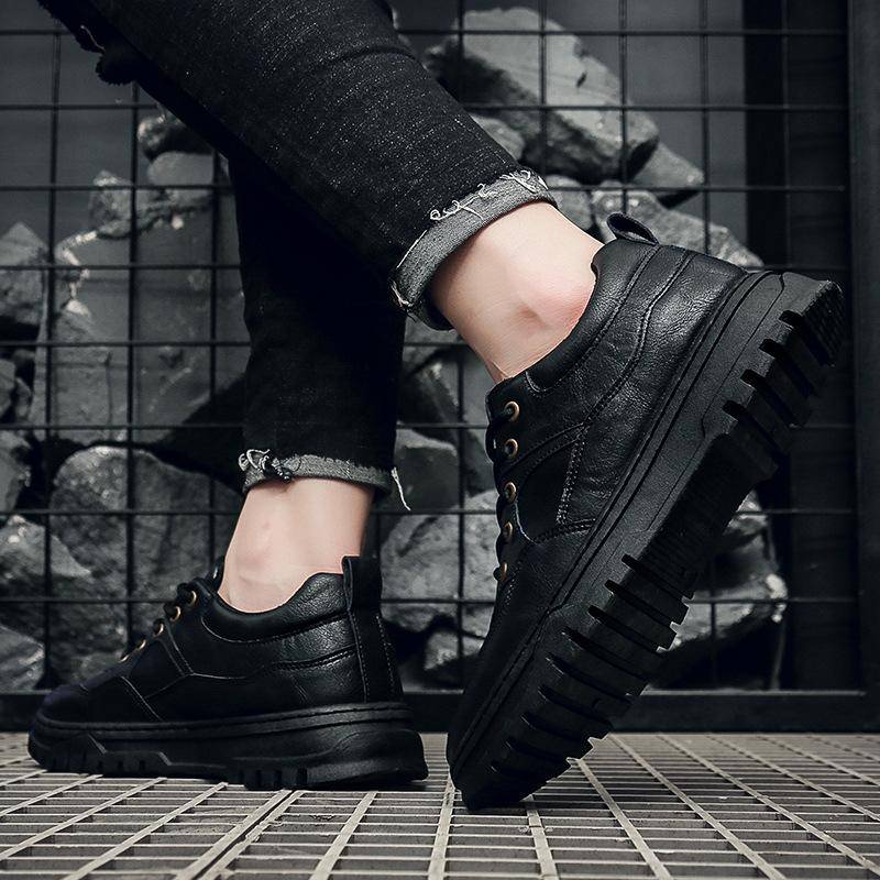 Herren Leder Freizeitschuhe Herren Britische Designer Schuhe Marke Outdoor Tooling Schuhe Männliche Plateau Sneaker Mode Loafer Mann 44 von Joom DACH