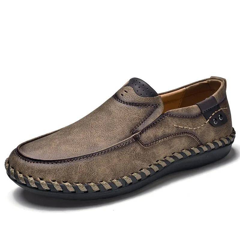 Herren Leder Freizeitschuhe Luxus Weiche Laufschuhe Bequeme Mode Slipper De Hombre Fahrschuhe Mocasines 39 khaki von Joom DACH