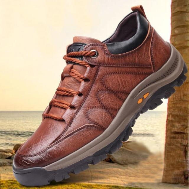 Herren Leder Freizeitschuhe Mode Sneakers Outdoor Licht wasserdichte Wanderschuhe Herren Casual Sport Wanderschuhe 42 braun von Joom DACH