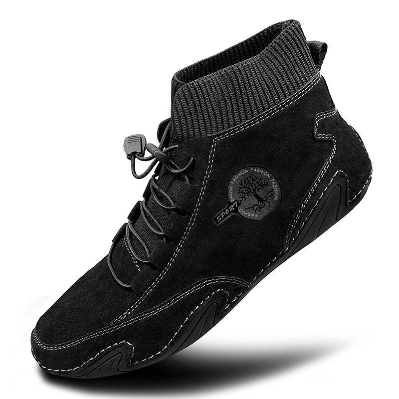 Herren Leder Freizeitschuhe Wasserdicht Leicht High Top Sneakers Stiefel Rutschfest Winterschuhe Herren Slipper Laufschuhe 46 schwarz von Joom DACH