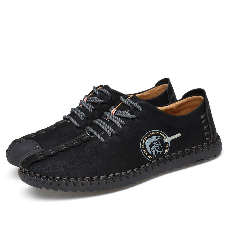 Herren Leder Große Größe Herrenschuhe Handgefertigte Freizeitschuhe 38-47 41 schwarz von Joom DACH