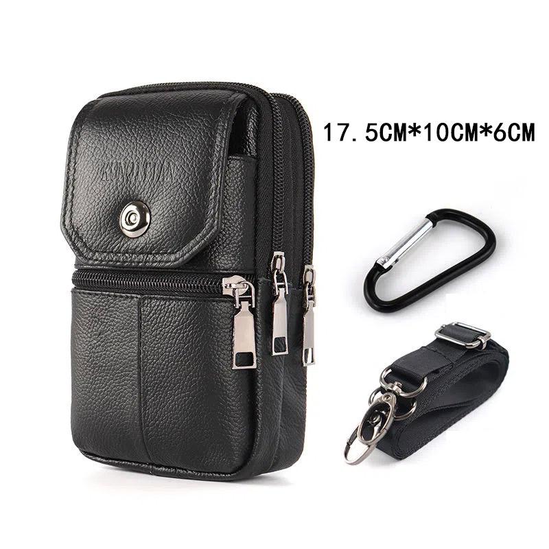 Herren Leder Handy Tasche Multifunktionale Messenger Tasche Outdoor Arbeit Gürtel Telefon Fall Wasserdicht 17.5cm*6cm*10cm schwarz von Joom DACH