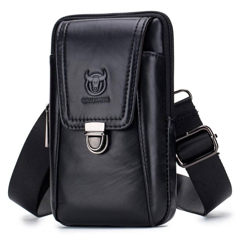 Herren Leder Taille Gürteltasche Handytasche Tasche Reise Umhängetasche Schultertasche Pack Geldbörse Brieftasche schwarz von Joom DACH