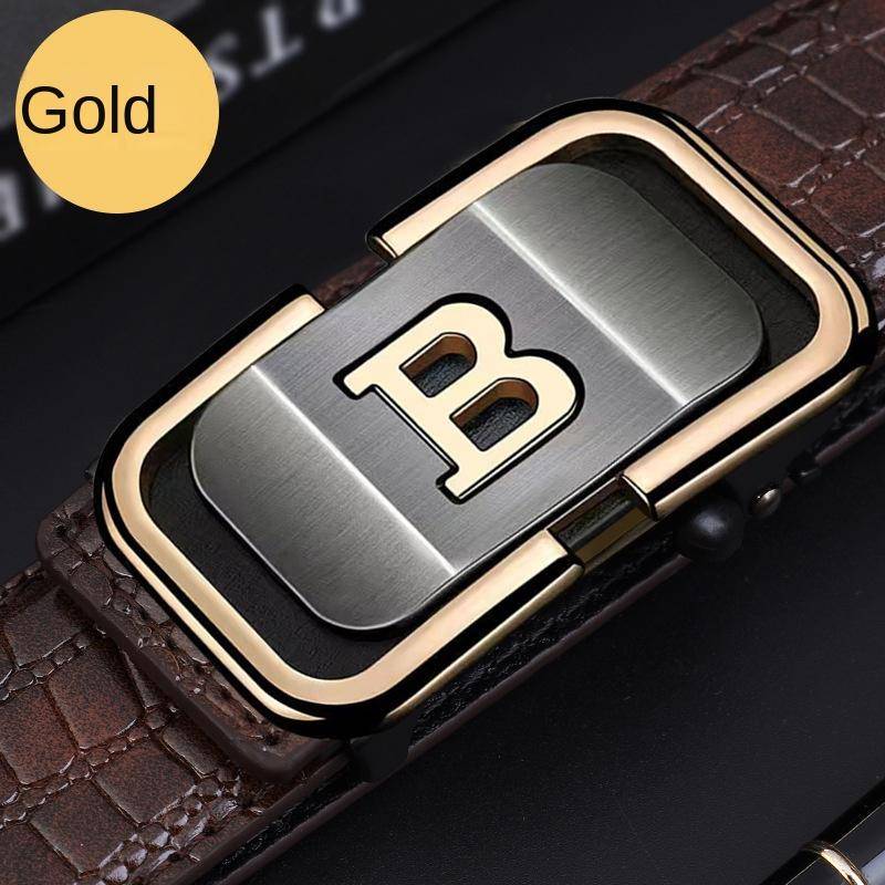 Herren Ledergürtel Automatische Schnalle Rindsleder Fashion Business Elite Herren Hosengürtel Vielseitiger Casual Gürtel mit Krokodilmuster 120cm von Joom DACH