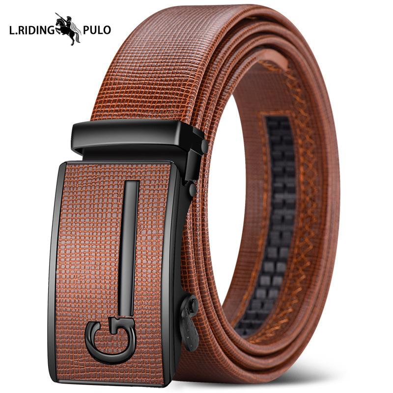 Herren Ledergürtel High-End Automatische Schnalle Vielseitiger Schlichter Gürtel 120cm von Joom DACH