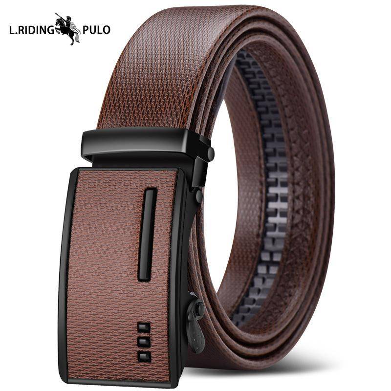 Herren Ledergürtel High-End Automatische Schnalle Vielseitiger Schlichter Gürtel 120cm von Joom DACH