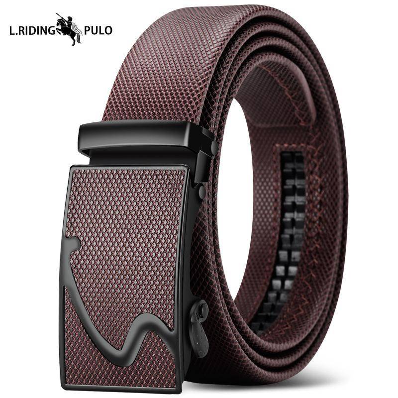 Herren Ledergürtel High-End Automatische Schnalle Vielseitiger Schlichter Gürtel 120cm von Joom DACH