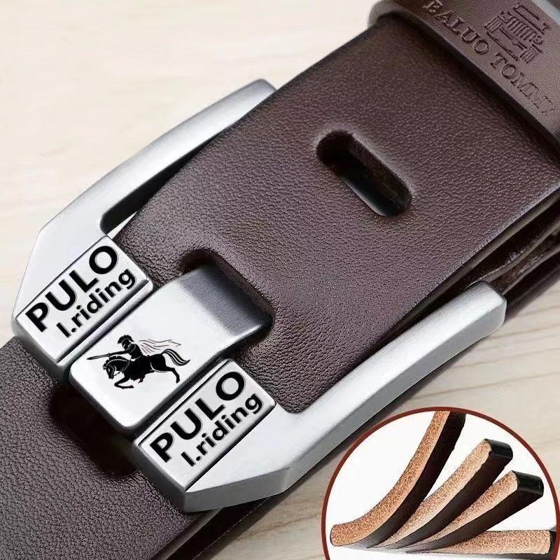 Herren Ledergürtel Reines Leder Dornschließe Herren Denim Einfach Retro Lässig All-Match Echtes Leder Hosengürtel 120cm braun von Joom DACH