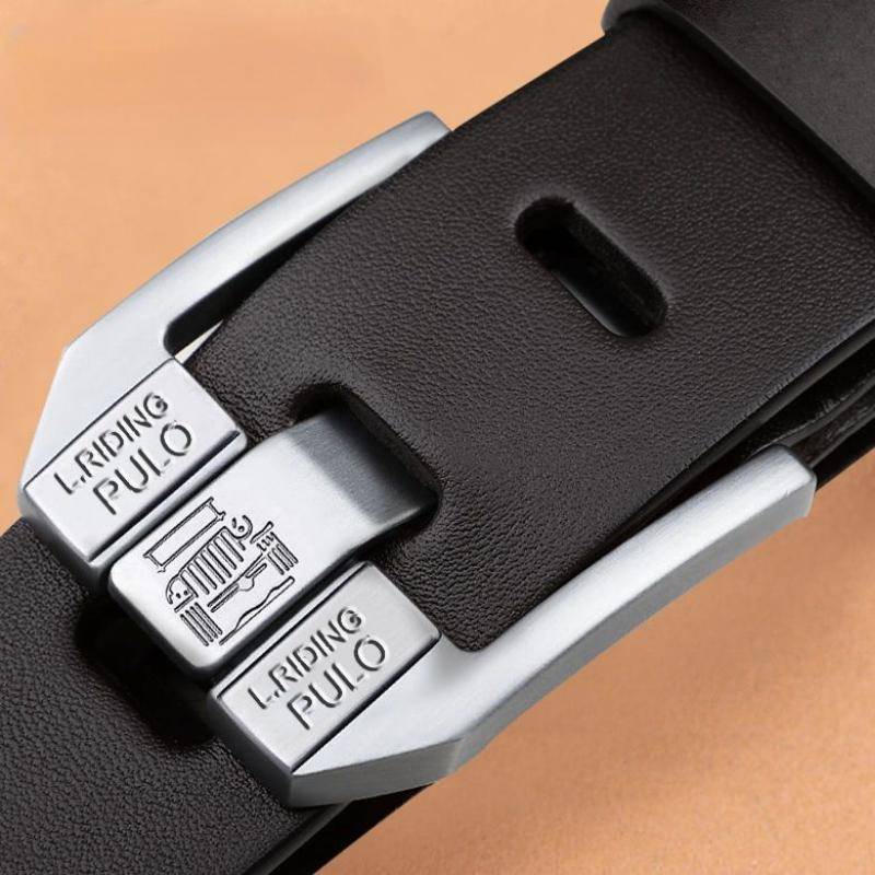 Herren Ledergürtel Reines Leder Dornschließe Herren Denim Einfach Retro Lässig All-Match Echtes Leder Hosengürtel 130cm schwarz von Joom DACH