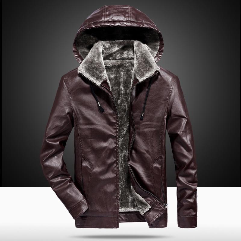 Herren Lederjacke, Kunstleder Sherpa, Modische Herren Plüsch Lederjacke, Lässige Herrenjacke 2XL von Joom DACH