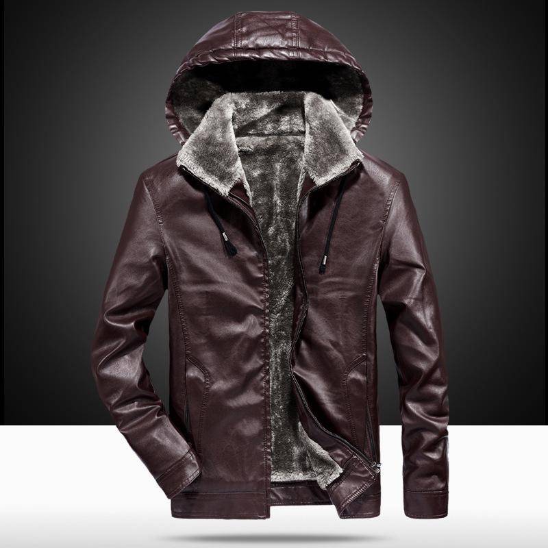 Herren Lederjacke, Kunstleder Sherpa, Modische Herren Plüsch Lederjacke, Lässige Herrenjacke 2XL von Joom DACH