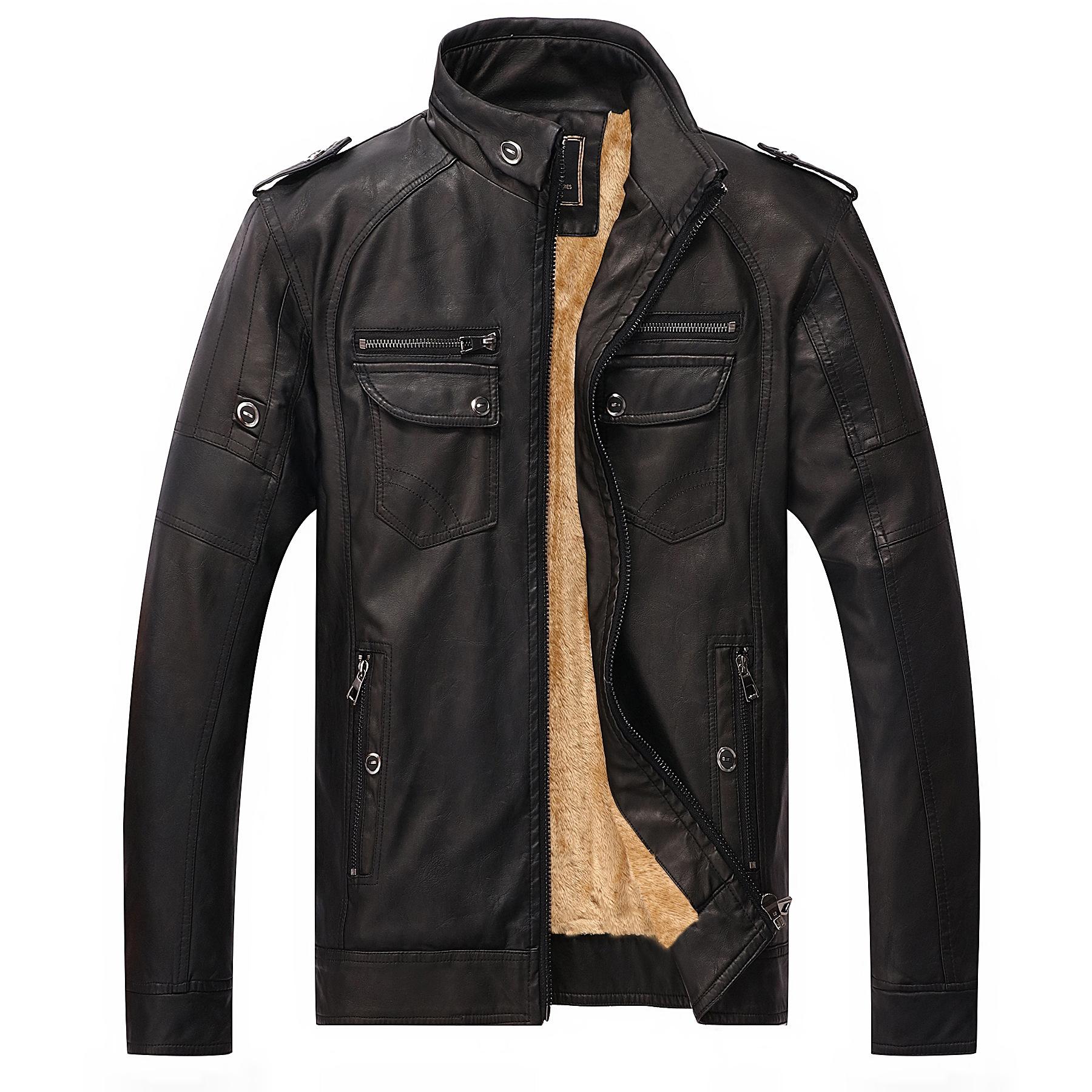 Herren Lederjacke Fleece Warme gewaschene Lederjacke Explosion Lederjacke Jugendjacke M von Joom DACH