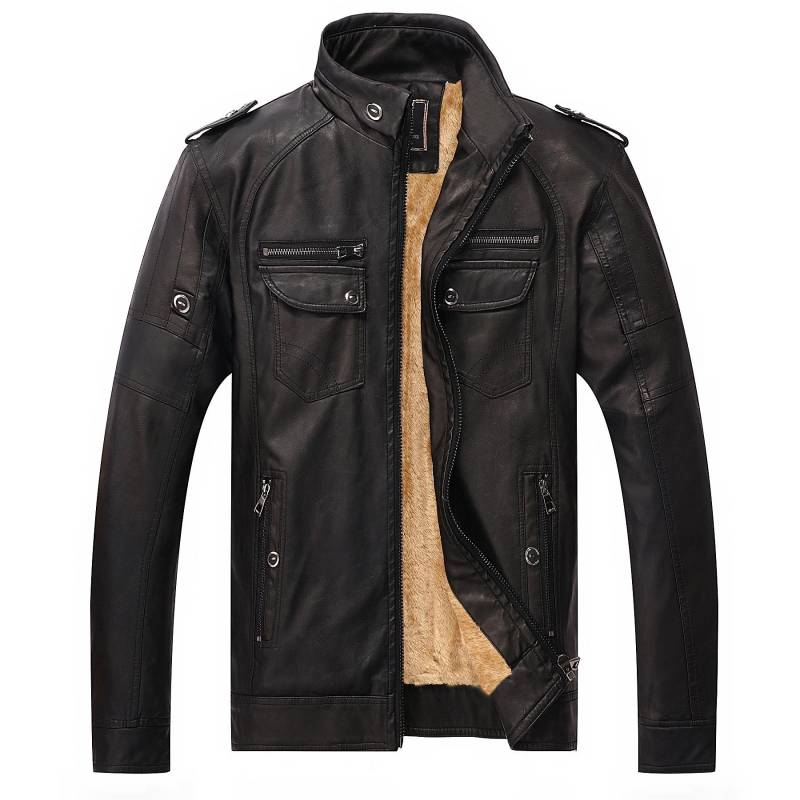 Herren Lederjacke Fleece Warme gewaschene Lederjacke Explosion Lederjacke Jugendjacke M von Joom DACH