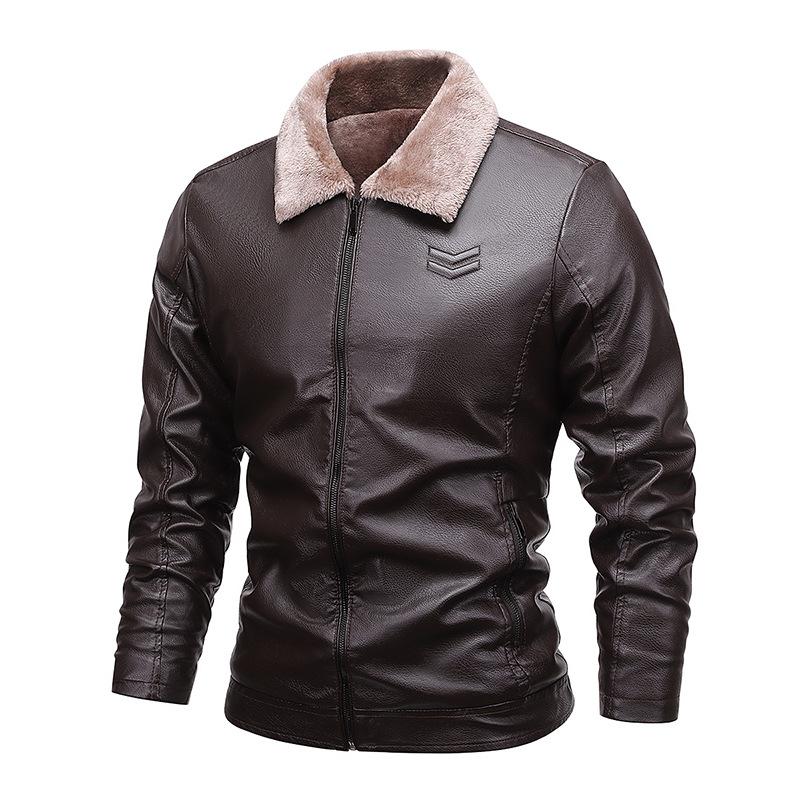 Herren Lederjacke Herbst und Winter Neue Pelz Integrierte Fleecejacke Jugend Lederjacke Top XXXXL von Joom DACH