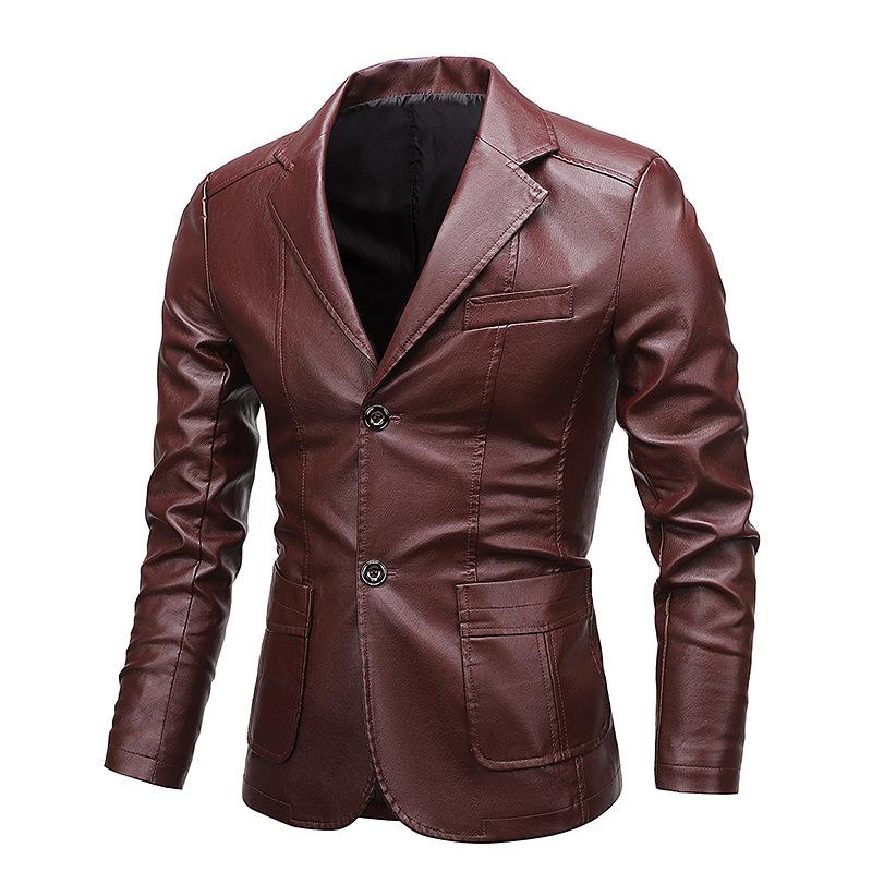 Herren Lederjacke Herbst und Winter Neue Revers Vielseitige PU Kleine Anzug Lederjacke Große Größe Lederjacke 6XL von Joom DACH