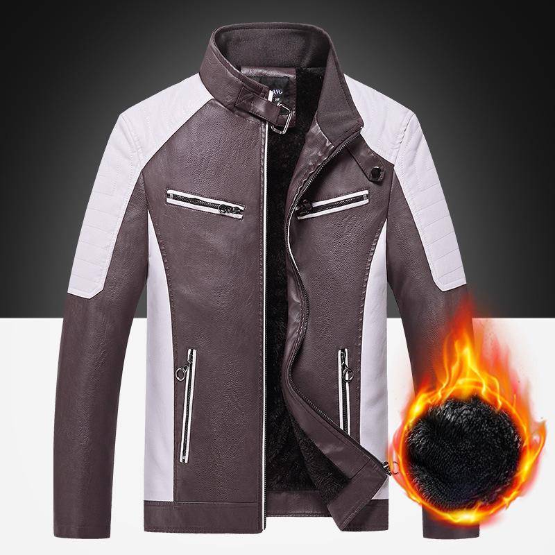 Herren Lederjacke Modische Motorrad Lederjacke Frühling, Herbst und Winter Vier Jahreszeiten Lederjacke für Herren 4XL von Joom DACH