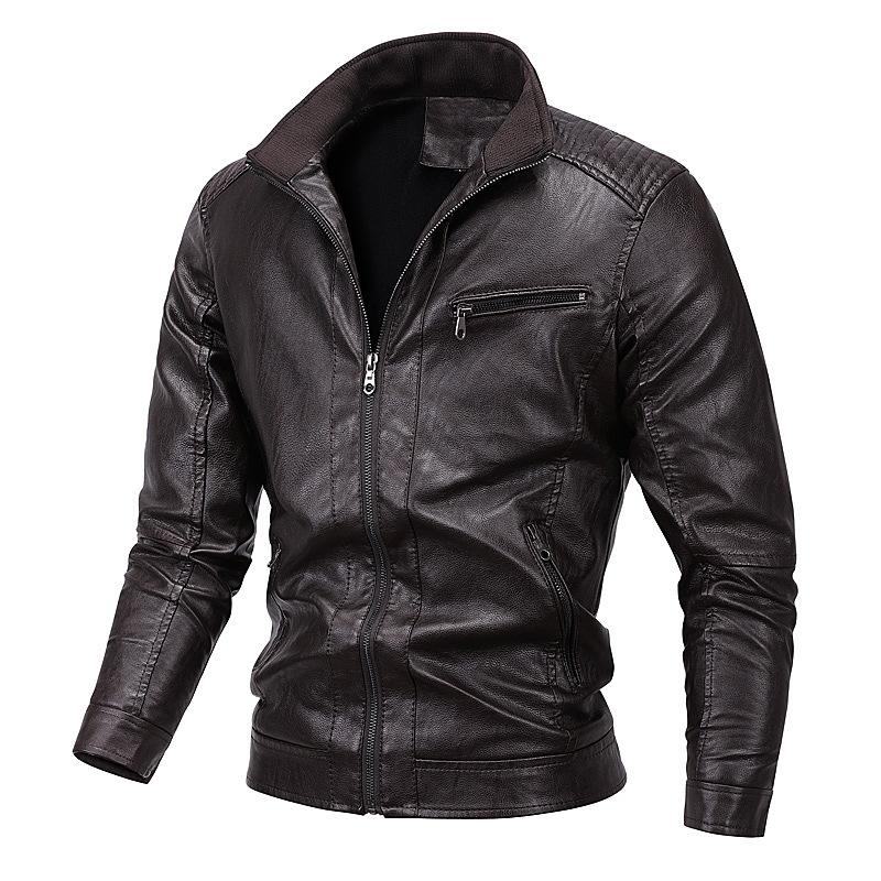 Herren Lederjacke Neue Herren PU Lederjacke Herren Europäische und Amerikanische Motorradjacke Plus Samt Lederjacke Herren Trend 5XL von Joom DACH