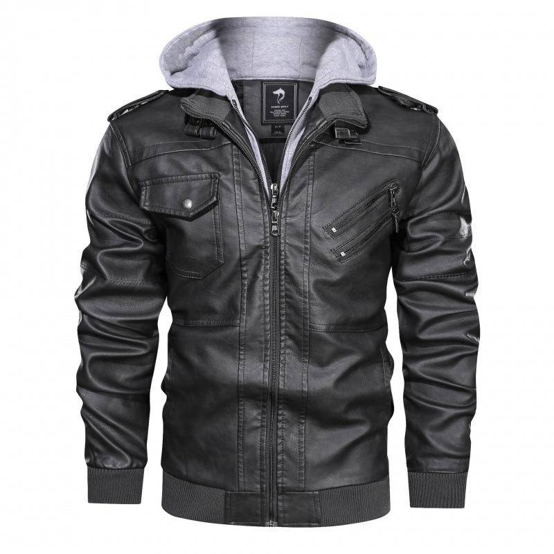 Herren Lederjacken Herbst Casual Motorrad PU Jacke Biker Ledermantel Markenkleidung Schlanke Business Lederjacke L grau von Joom DACH