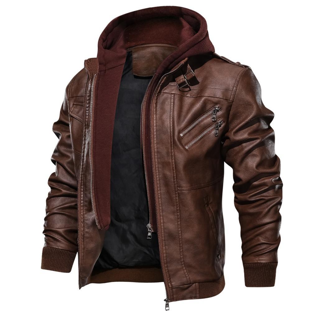 Herren Lederjacken Herbst Casual Motorrad PU Jacke Biker Ledermantel Markenkleidung Schlanke Business Lederjacke XL kaffeebraun von Joom DACH