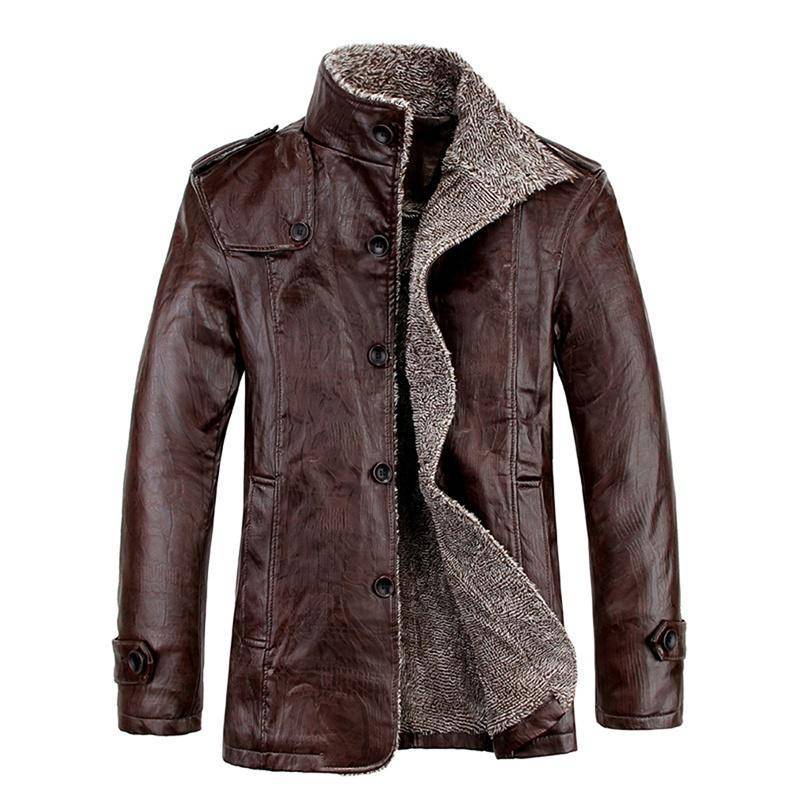 Herren Ledermantel Kragen Pelz Warme Winter Gepolsterte Jacke Wasserdicht Winddicht Jacke XL Jacke L von Joom DACH