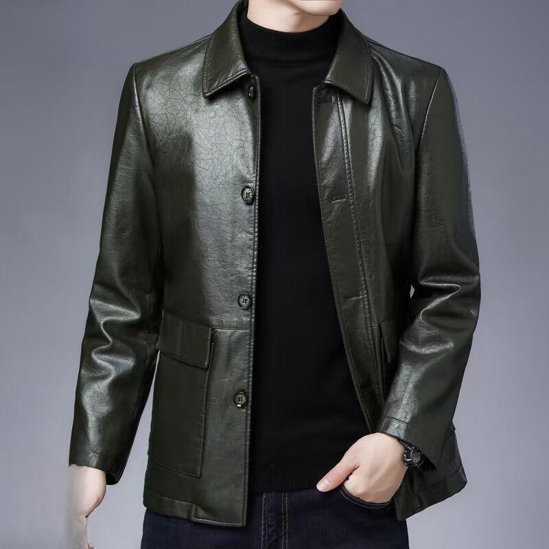 Herren Ledermantel Plus Samt Dünn Mantel Herbst und Winter Revers Motorradjacke Herren Echtleder Lässige Schaffelljacke M von Joom DACH