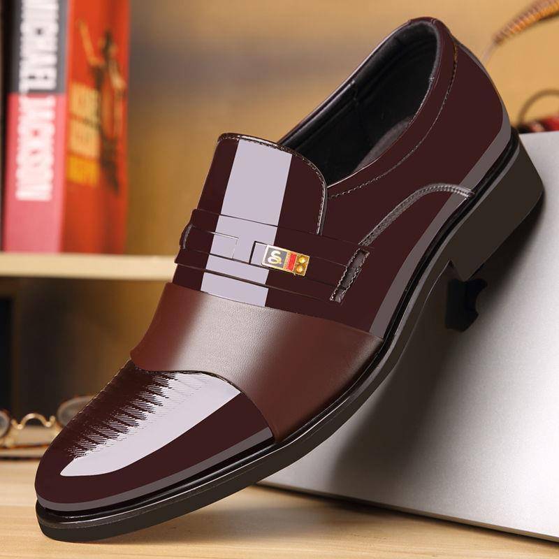 Herren Lederschuhe Business Formale Schuhe Britische Koreanische Version Slip On Casual Lederschuhe Youth Hundred Tide Lederschuhe 41 braun von Joom DACH