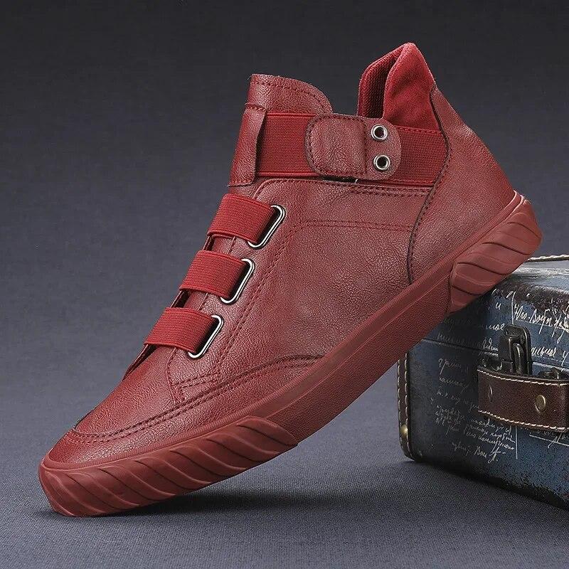 Herren Lederschuhe Koreanischer Trend Bequeme Halbschuhe Britische Mode Männer High Top Sneakers Neue Mokassins Zapatos De Hombre 42 von Joom DACH