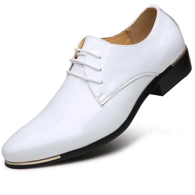 Herren Lederschuhe Lackleder Casual Business Schuhe Weiße formelle Lederschuhe Niedrige Absätze Herrenmode Business Lederschuhe 45 weiß von Joom DACH