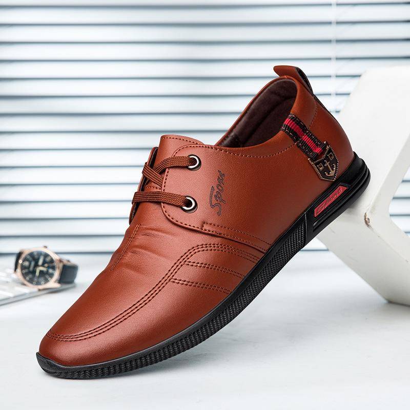 Herren Lederschuhe Neue britische atmungsaktive lässige Herrenschuhe trendige Mode vielseitige Schnürschuhe aus Leder 44 von Joom DACH