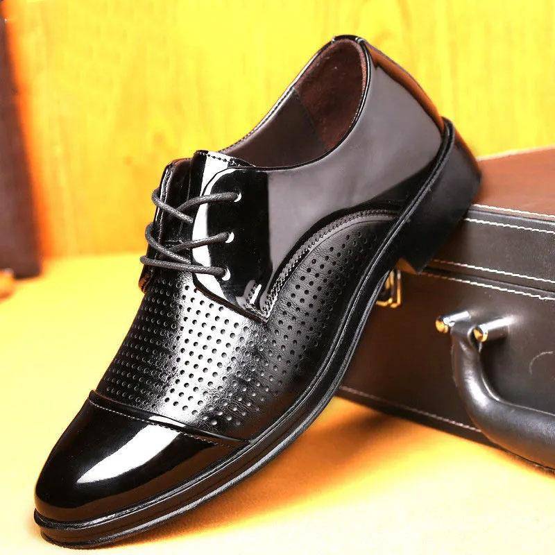 Herren Lederschuhe Sommer Business Abendgarderobe Hochwertige Sandalen im britischen Stil Hohllederschuhe Autofahrerschuhe Verschleißfest Rutschfest 38 von Joom DACH