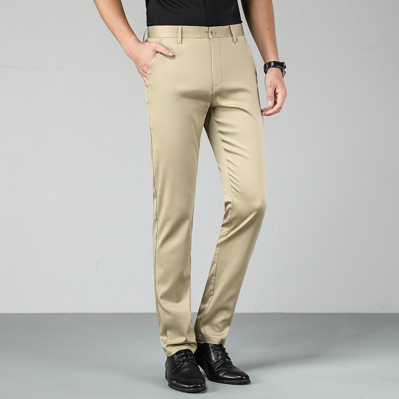 Herren Leichte Business Casual Hose Elastische Lockere Gerade Hose Jung Frühling und Herbst Dünne Tencel Anzughose 40 von Joom DACH
