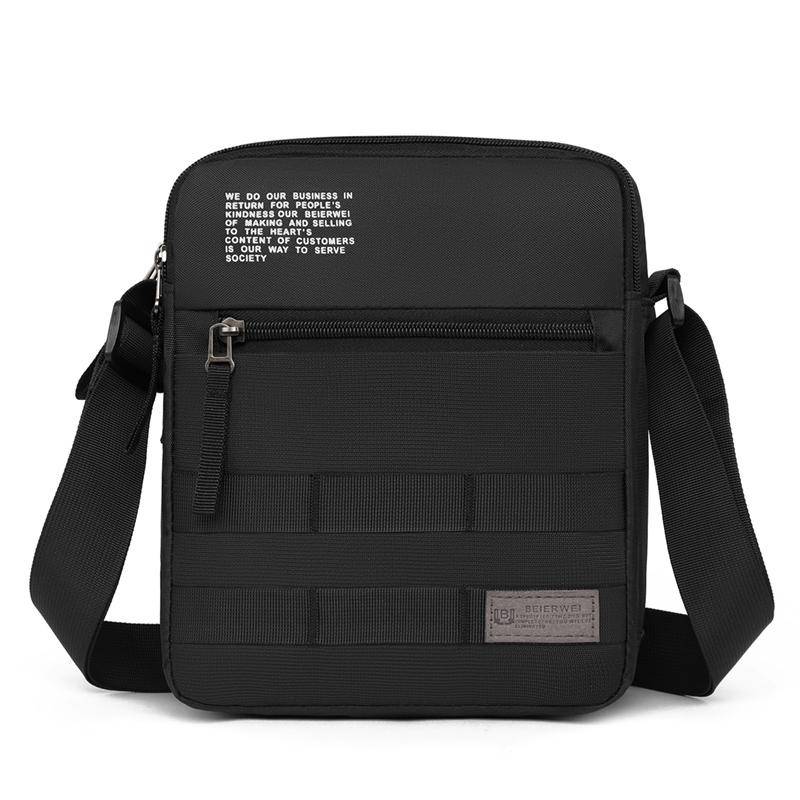 Herren Leichte Umhängetasche Mehrschichtige Nylon Lässig Modisch Geschäftsreise Langlebige Schultertasche mit Abnehmbarem Riemen schwarz von Joom DACH