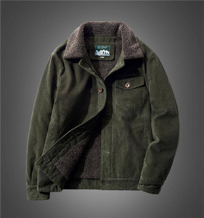 Herren LooseJacket Dicke Fleecejacken Lässiger Mantel mit mehreren Taschen Einfarbig Warm Langarm Einreihiger Mantel L armee grüne von Joom DACH
