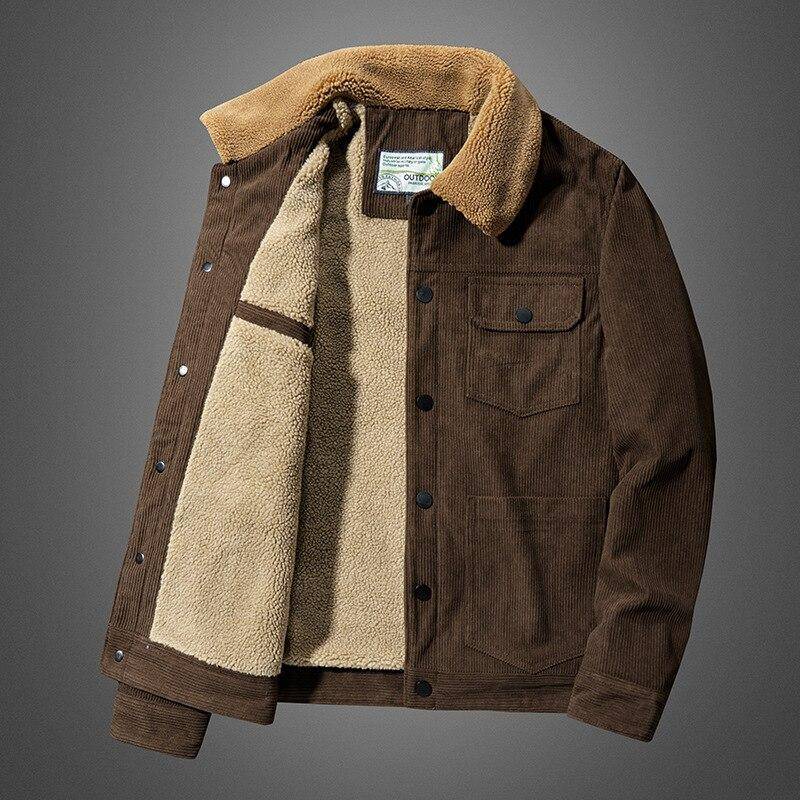 Herren LooseJacket Dicke Fleecejacken Lässiger Mantel mit mehreren Taschen Einfarbig Warm Langarm Einreihiger Mantel 6XL kaffeebraun von Joom DACH