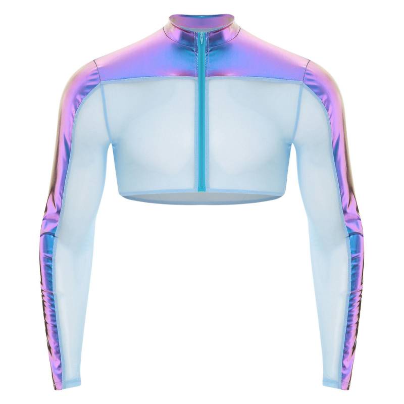 Herren Mesh Durchsichtiges Oberteil Rundhals Langarm Reißverschluss vorne Halbes Hemd Atmungsaktiv Metallic Club-Oberteil S blau Herren Mesh Durchsichtiges Oberteil Rundhals Langarm Reißverschluss vorne Halbes Hemd Atmungsaktiv Metallic Club-Oberteil S blau von Joom DACH