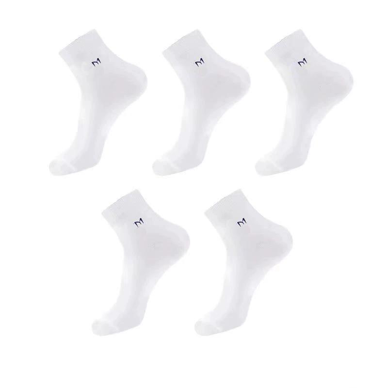 Herren Mittelhohe Antibakterielle Socken - Atmungsaktiv, Desodorierend, Schweißabweisend, Business Casual für Alle Jahreszeiten  5 pairs weiß von Joom DACH