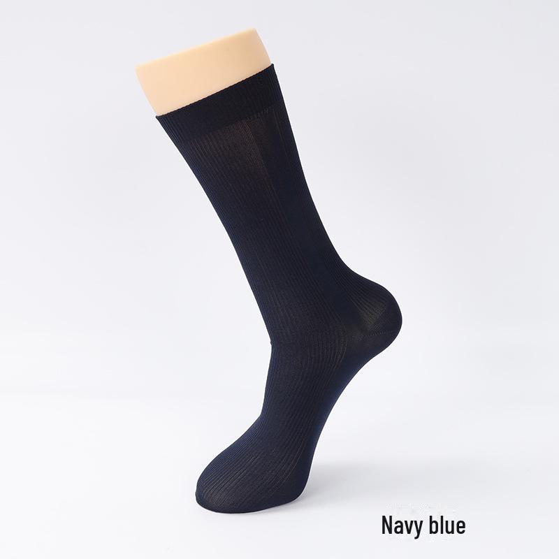 Herren Mittelrohrstrümpfe: Leichte, Verschleißfeste Nylon-Socken für Frühling und Sommer – Business Casual, Dünn, Übergröße. One Size navy blau von Joom DACH