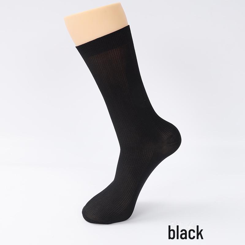 Herren Mittelrohrstrümpfe: Leichte, Verschleißfeste Nylon-Socken für Frühling und Sommer – Business Casual, Dünn, Übergröße. One Size schwarz von Joom DACH