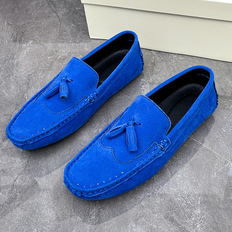 Herren-Mokassins, Pennyloafer, Autofahrerschuhe, bequeme flache Schuhe aus Leder, lässige Slipper in Übergröße, farbige Schuhe für Männer EU: 43 blau von Joom DACH
