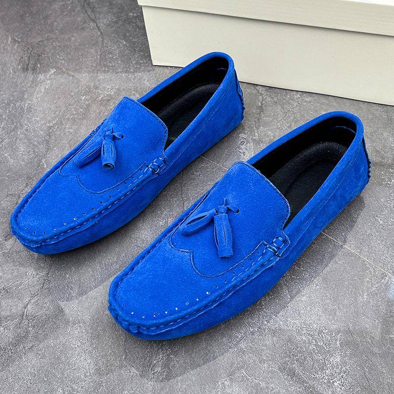 Herren-Mokassins, Pennyloafer, Autofahrerschuhe, bequeme flache Schuhe aus Leder, lässige Slipper in Übergröße, farbige Schuhe für Männer EU: 43 blau von Joom DACH