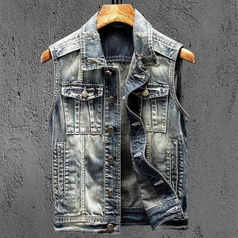 Herren Motorrad Retro Weste Motorradfahren Denim Jacke Herrenbekleidung XL von Joom DACH