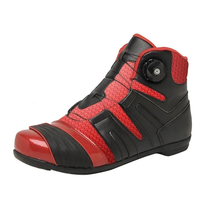 Herren Motorrad Schutzstiefel Leder Atmungsaktiv Stoßdämpfende wasserdichte Motorrad Cross-Country Schuhe Schützen den Knöchel 36 von Joom DACH
