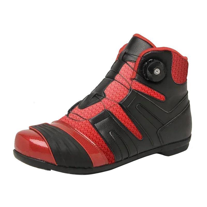 Herren Motorrad Schutzstiefel Leder Atmungsaktiv Stoßdämpfende wasserdichte Motorrad Cross-Country Schuhe Schützen den Knöchel 36 von Joom DACH